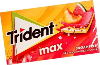 Жевательная резинка TRIDENT MAX персик-арбуз 27 гр